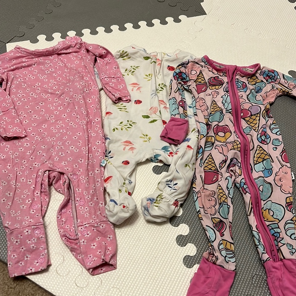 3 piece baby girl bamboo pajama bundle
